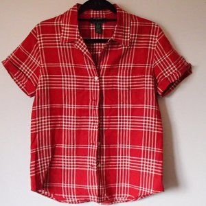 Vintage women's linen short sleeve blouse